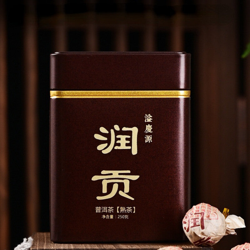 250g Premium Yunnan Big Tree Pu-Erh Tea Pu'er Dragon Ball Cooked Tea Canned Box