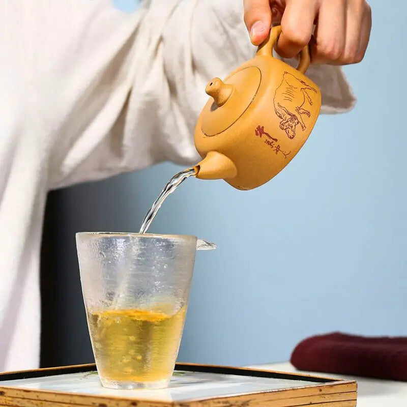 Yixing Purple Clay Teapot Handmade Ball Hole Filter Xishi Tea Pot Zisha Tea Set