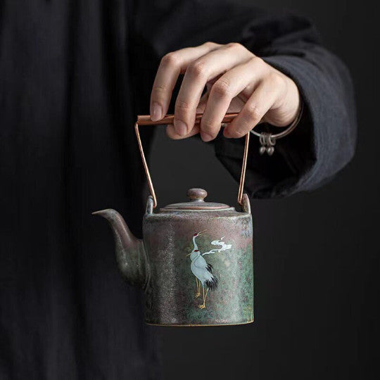 Ceramic Teapots Crane Pottery Tea Pot for Tea Lovers