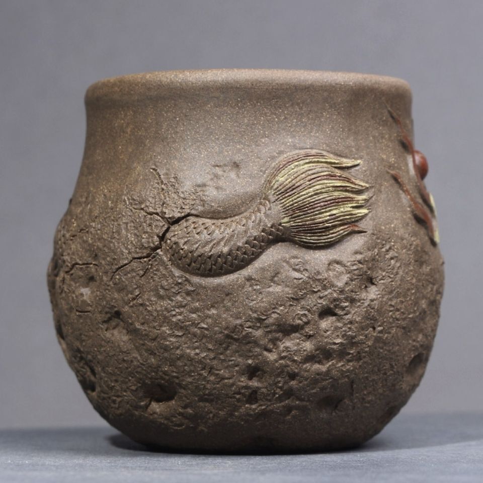 7.5CM Dragon Cup Handmade Embossed 3D Tea Cup Tea Set Ceramic Single Cup Tea Cup