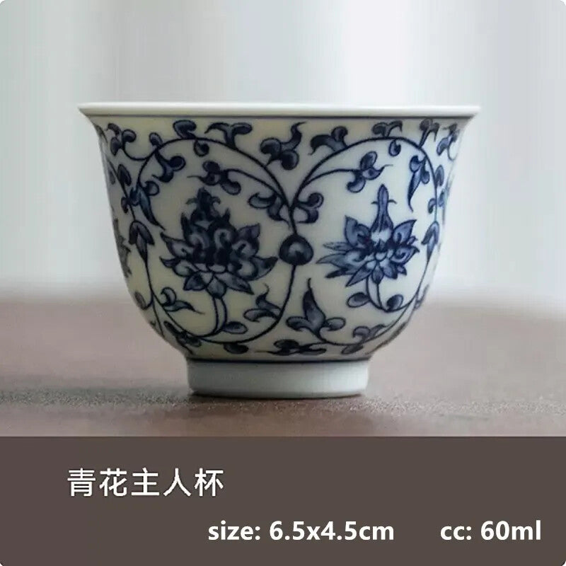 1Pc Chinese Blue and White Porcelain Teacup High-quality Ceramic Tea Cup Tea Set