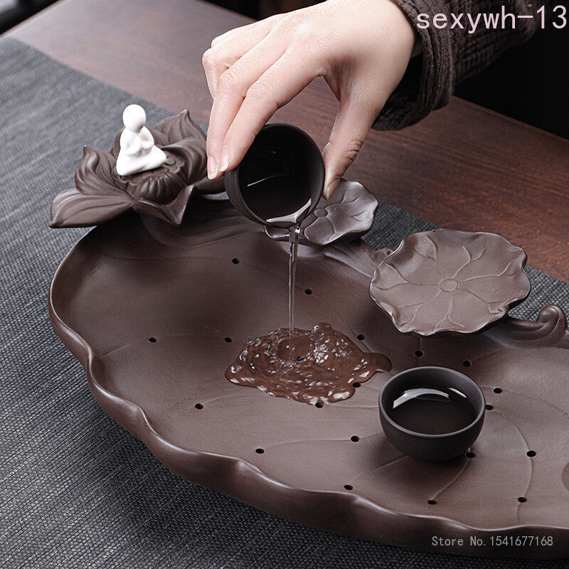 Zisha Tea Tray Bottom Support Dry Tea Table Tea Set Home Office Water Storage