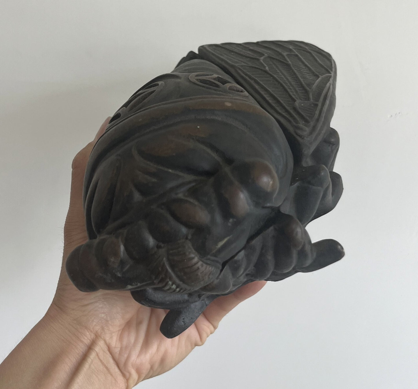 Brass Cicada Statue Incense Burner Cone Stick Burning Holder Animal Decor