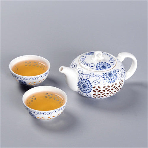 Porcelain Tea Set China Cellular Design Ceramic Tea Pot Gaiwan Cups Tea Filters