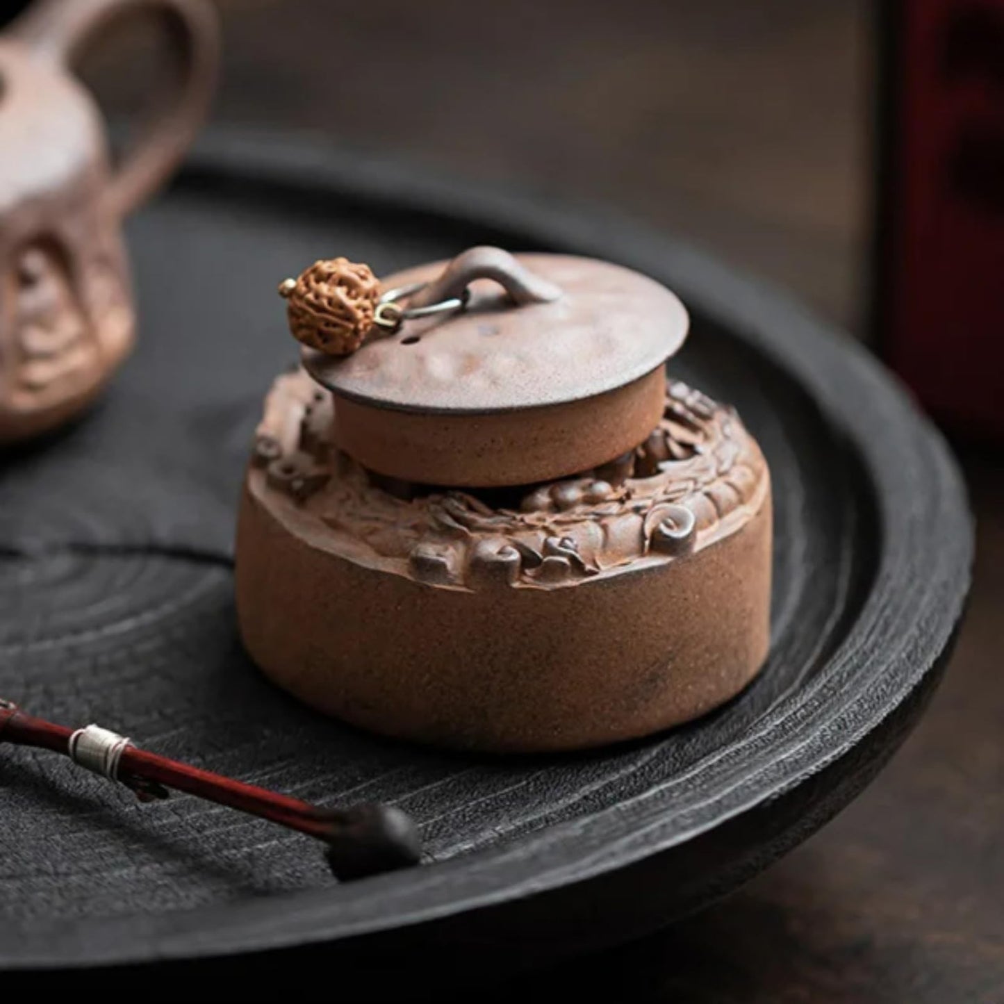 Japanese Rock Mud Dragon Teapot Cover Holder Tea Pet 6cm Cover FrameTea Play