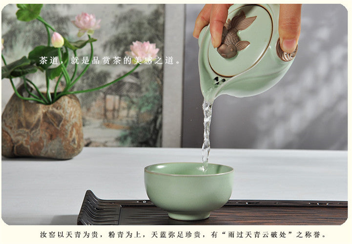 Portable Tea Set Porcelain Tea Pot With Cup For Courtyard Tea Set Travel Tea Set