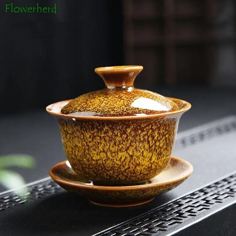 160ml Ceramic Kung Fu Tea Set Kiln Change Gaiwan Tea Bowl Tea Cup Home Tea Maker
