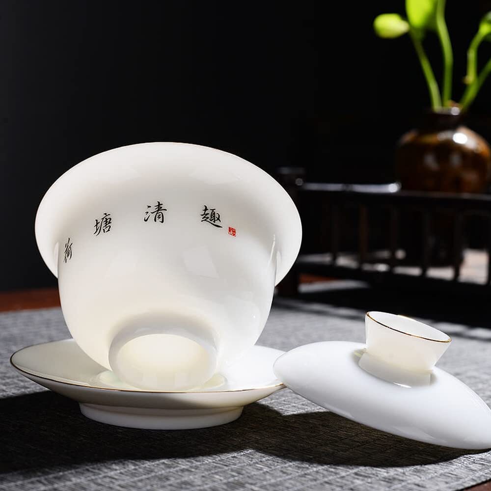 170ml Dehua Gaiwan Ceramic Home Kung Fu Tea Cup Bowl Tea Set Tureen Tea