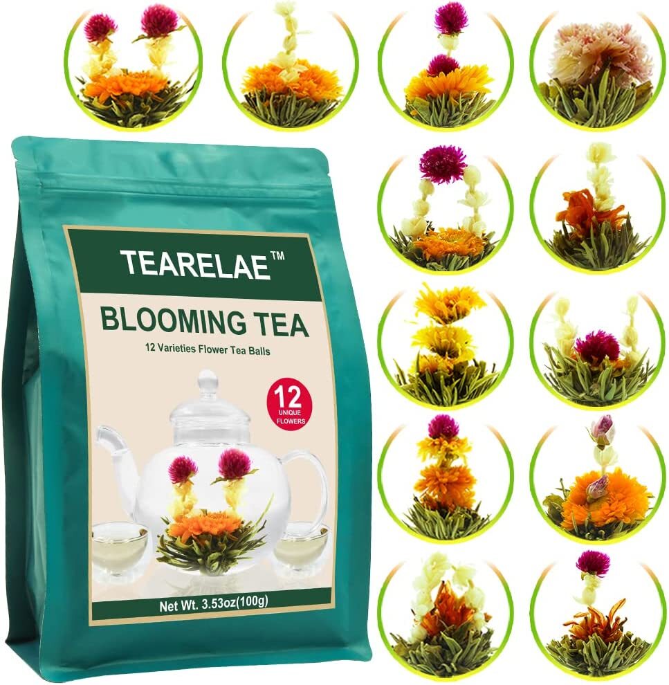 TEARELAE Blooming Tea Flowers 12pcs Individually Sealed Flowering Tea Balls
