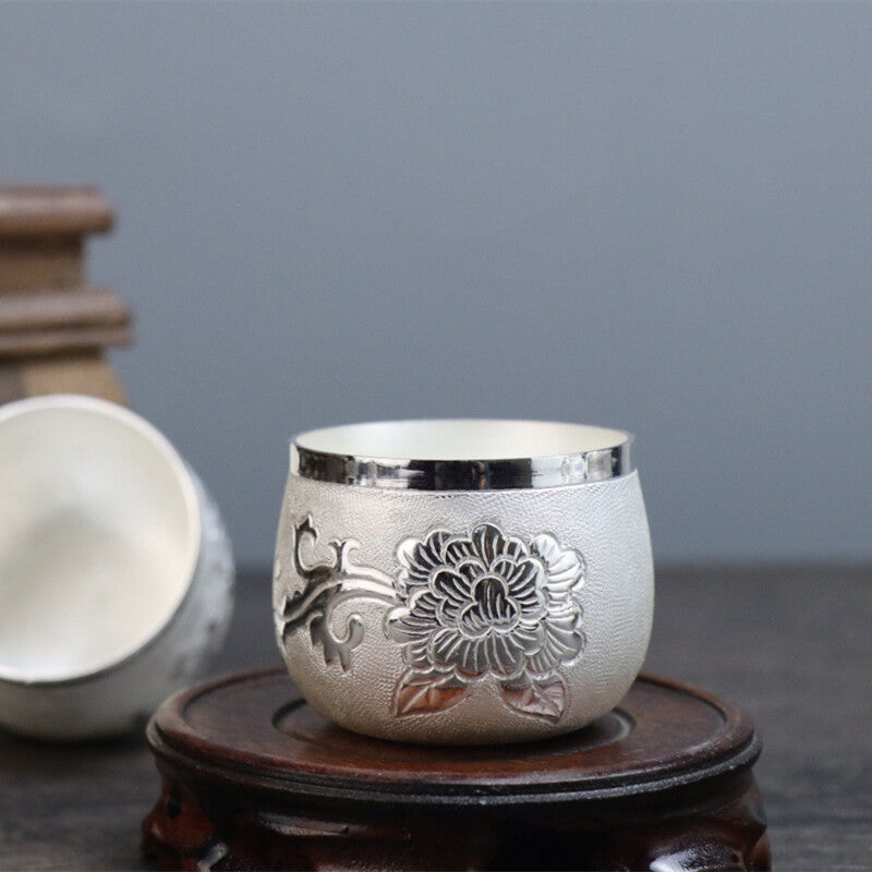 Sterling Silver Tea Set Stove Kettle Tea Pot Tea Cups 100% 999 Silver Snowflake