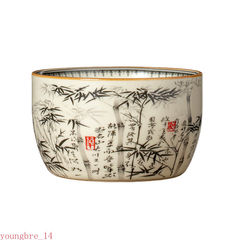 Chinese Tea Cup Master Cup Ru Yao Ceramic Opening Teacup Flowers Teaware