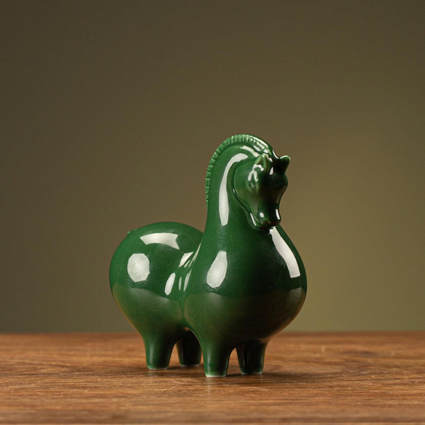 Ceramic Green Horse Tea Pet 9.5cm 3.7in Teapot Cover Holder Decorative Tea Play