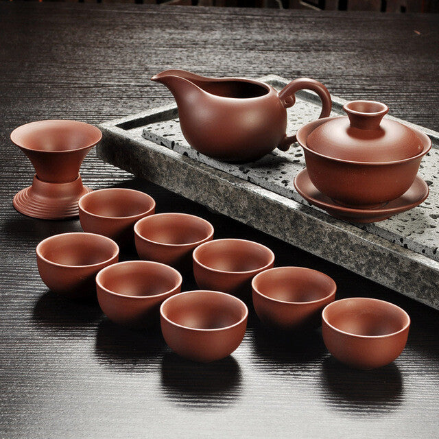 China Kung Fu Purple Sand Teapot Tea Set Ceramic Teapot Cup Handmade Drinkware