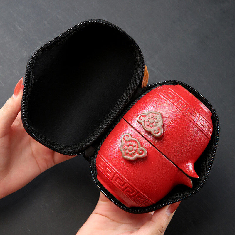 Customize Chinese Kung Fu Teaset Ceramic Portable Teapot Set Travel Gaiwan Tea