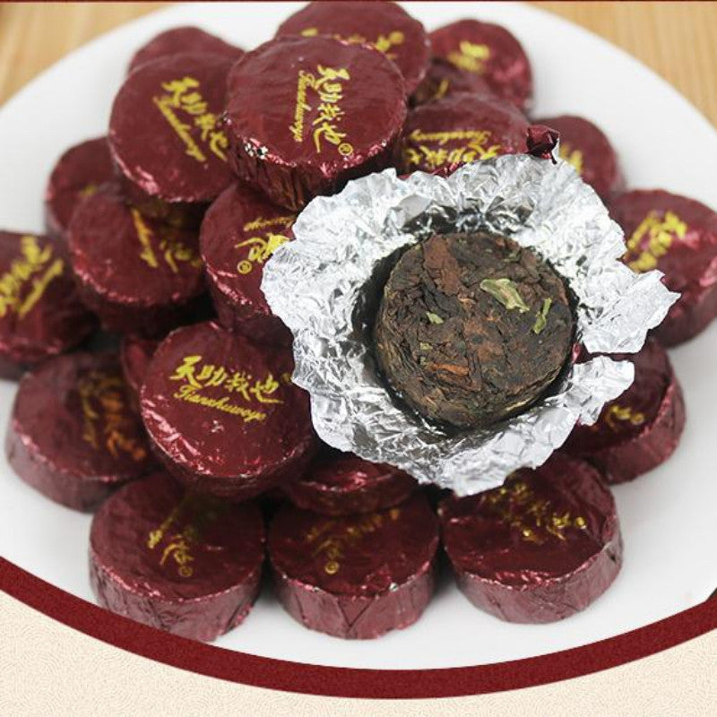 500g Small Pu'er Tea Cake Yunnan Ripe Puerh Tea Pu-erh Cooked Tea Bag Package