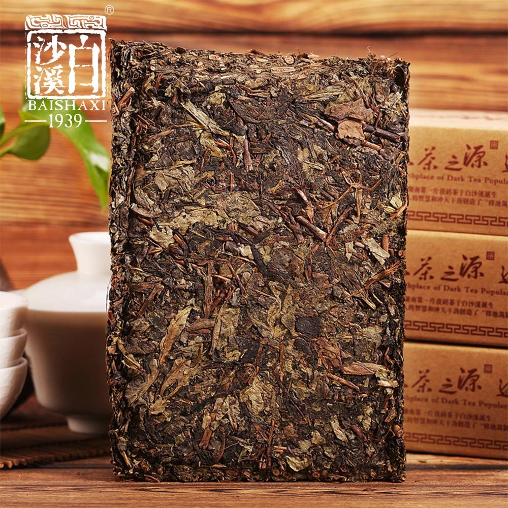 Top Anhua Baishaxi High Quality Golden Flower Fu Cha 1953 Dark Tea Brick 338g