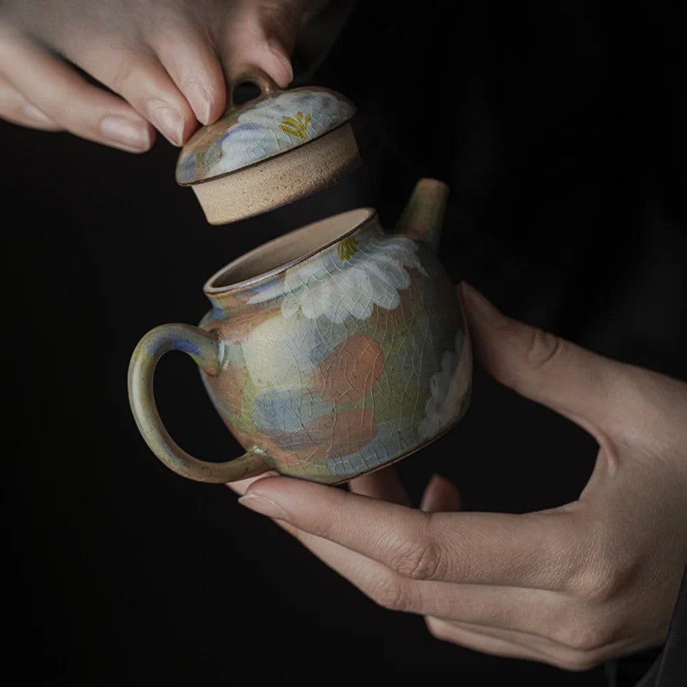Cracked Glaze Hand-painted Tea Pot Handmade Teapot Tea Soaking Kettle