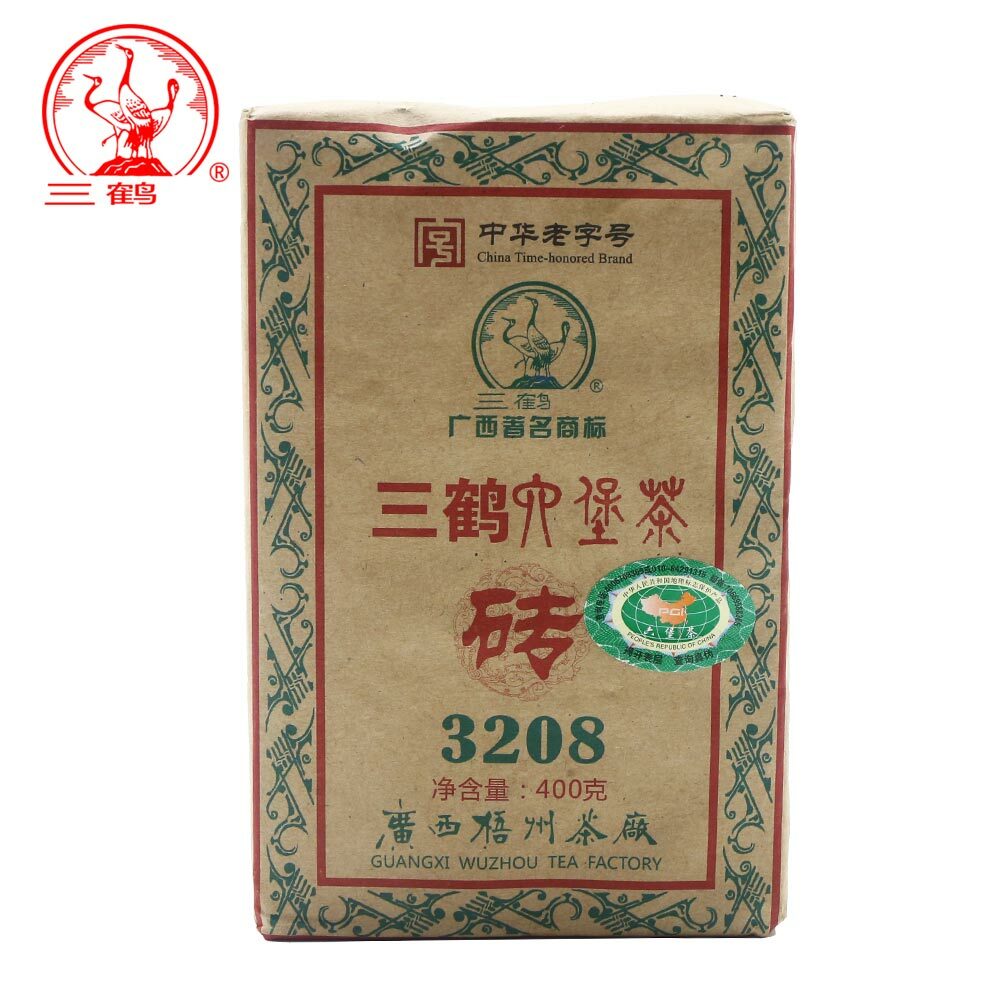 2014 Three Cranes Sanhe Liu Pao Tea 3208 Golden Flower Dark Tea China Tea 400g