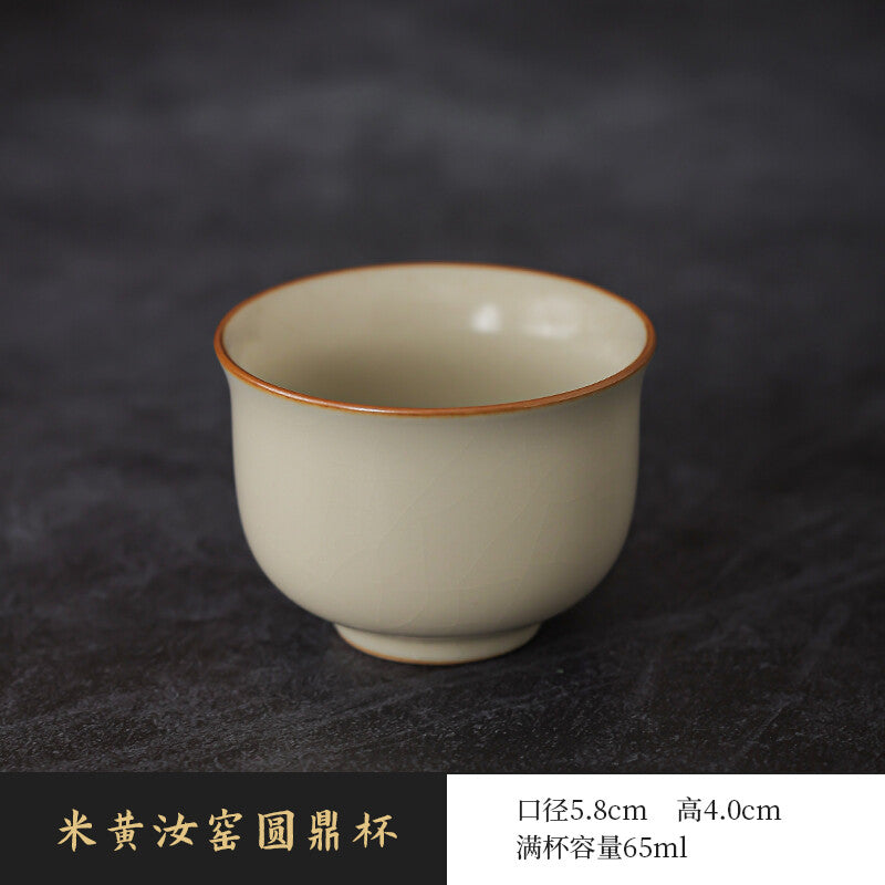 Mi Huang Ru Kiln Round Ding Tea Cup Ceramic Tea Cup Household Kung Fu Tea Set