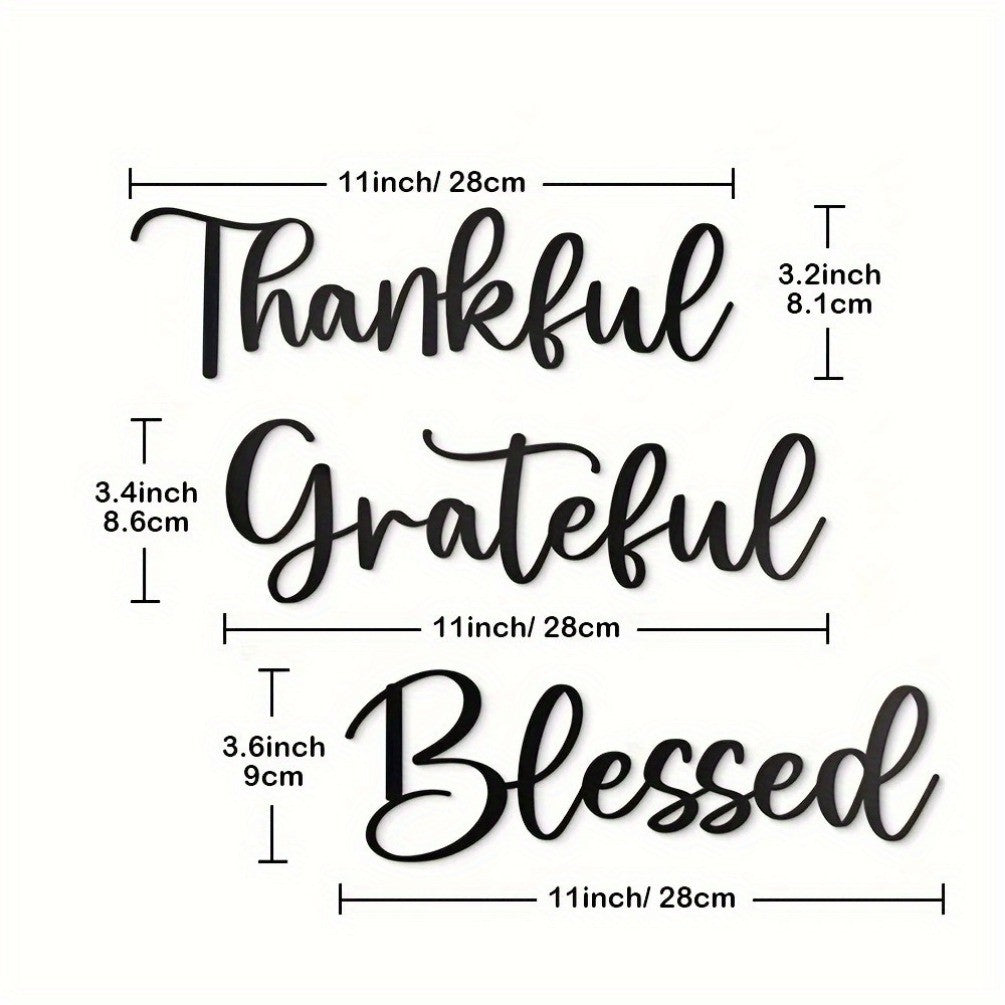 CIFbuy 3PCS Black Gratitude Metal Wall Art - Aesthetic 'Appreciate Life' Decor