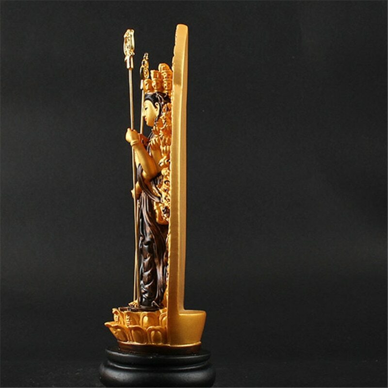 19cm Lucky Buddha Statue Buddhist Thousand-Hand Guan Yin Bodhisattva Figurine