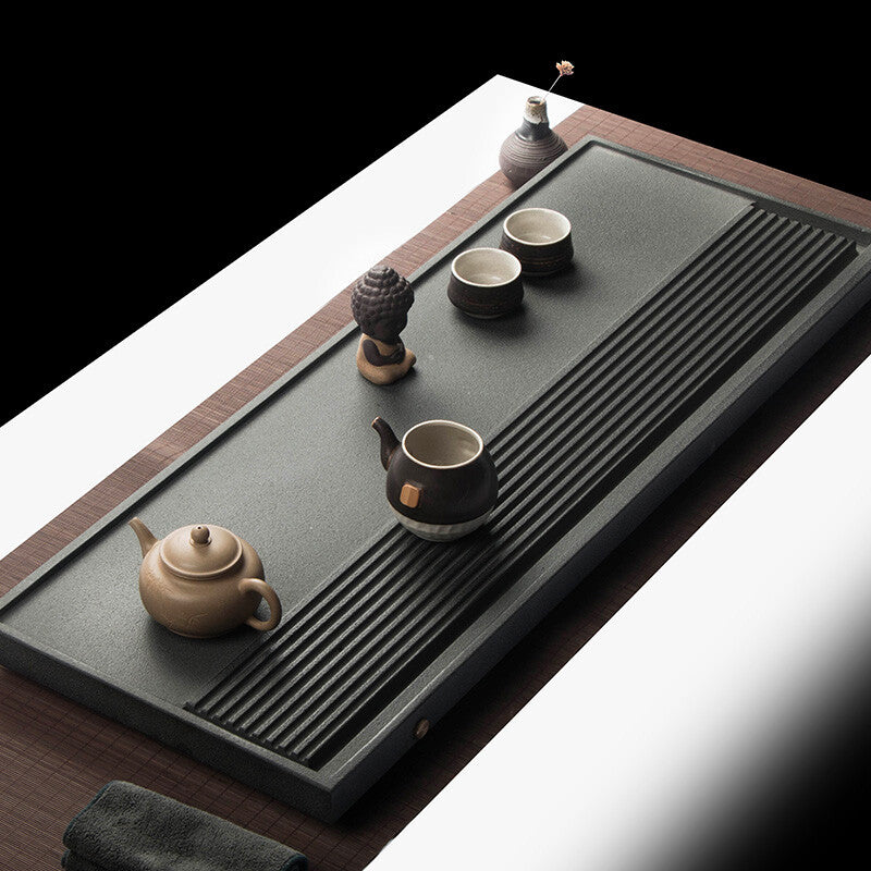 simple pattern China stone tea tray heavy black stone tea table for tea set new
