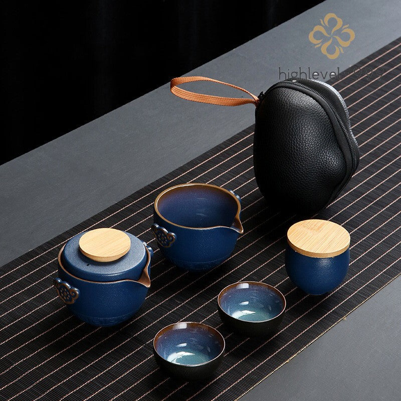 Customize Chinese Kung Fu Teaset Ceramic Portable Teapot Set Travel Gaiwan Tea