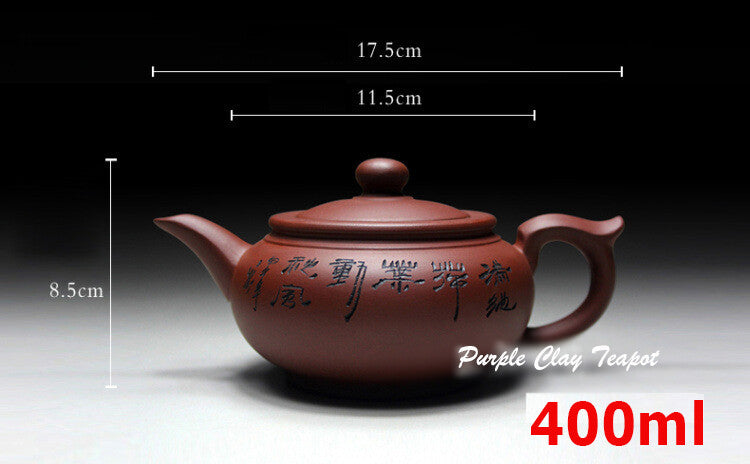370ml 6.89" Yixing Purple Clay Teapot Tea Pot Handmade Kung Fu Tea Set Tea Pot
