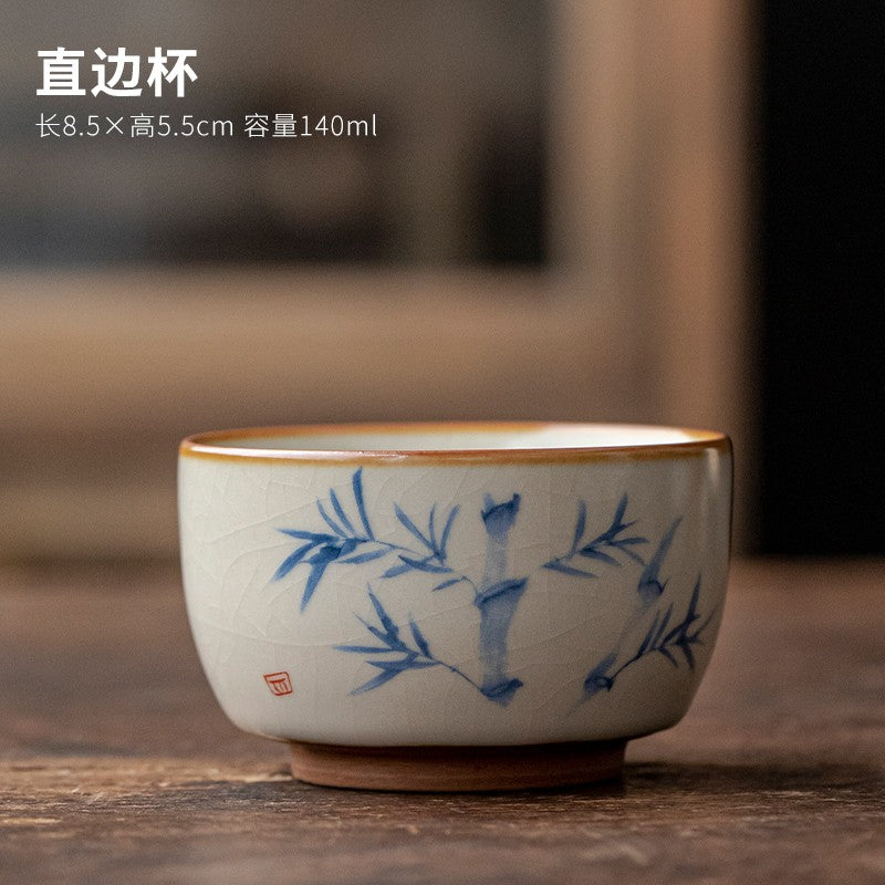 1pc Ru Kiln Teacup Master Cup Ceramic Tea Cup Kungfu Tea Set
