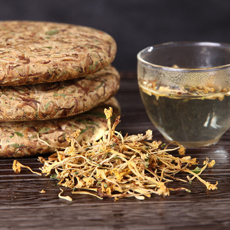 High Quality 200g Honeysuckle Tea Cake Squeezing Process Scented Tea Chinese Tea