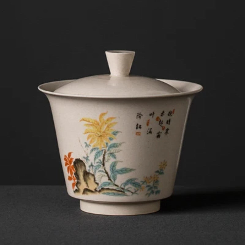 150ml Gaiwan Tea Ceramic Tureen Chinese Flower Bird Pattern Cup Tea Bowl Tea Set