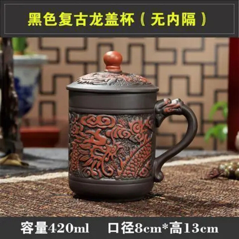 Yixing Purple Clay Tea Cups with Lid, Drinkware Purple Teacup, Chinese Tea Mug