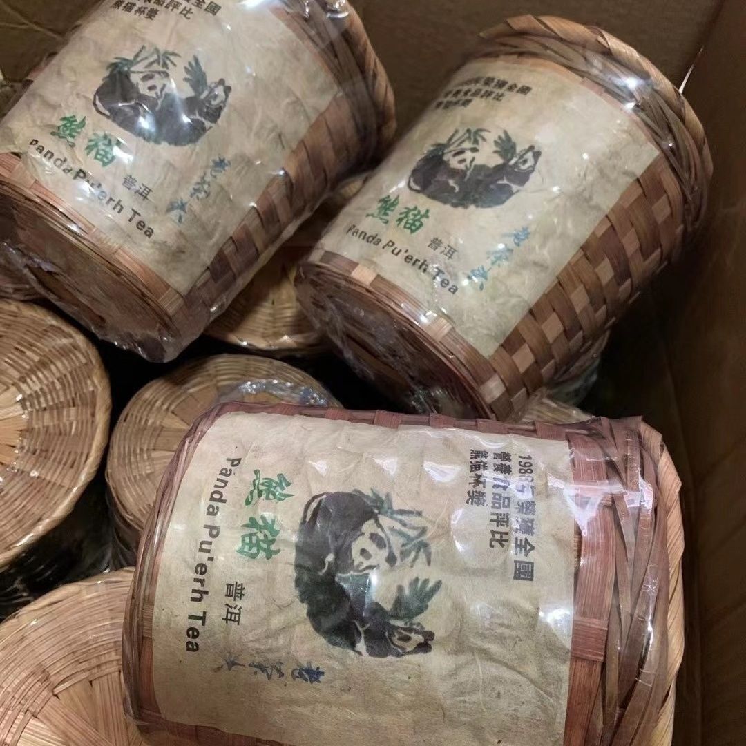 1988 Panda Pu-erh Tea Lao Cha Tou Puer Tea Ripe Menghai Ancient Tea 400g Basket