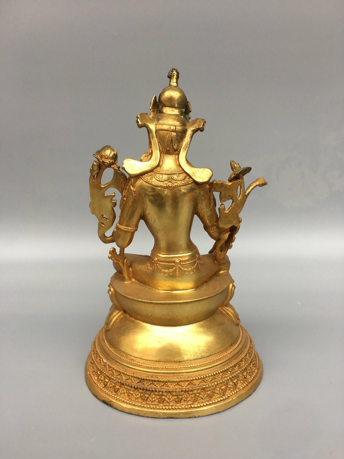 8.4" Antique Old Temple Tibetan Buddhism Dynasty Bronze Gilt Green Tara Statue