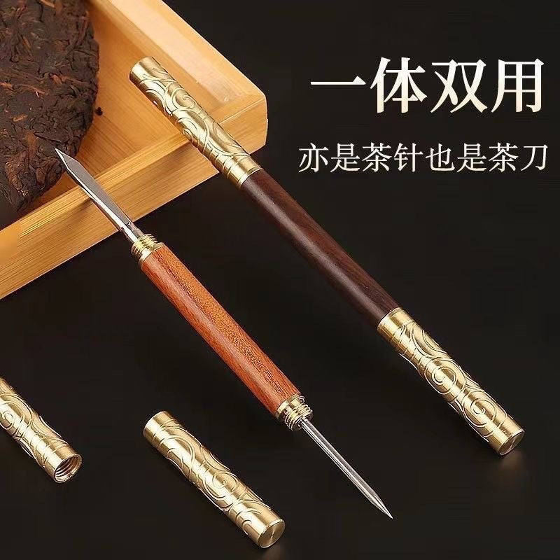 16cm Retro Sandalwood Handcarved Pu'er Tea Knife Tea Needle Teaware Accessories