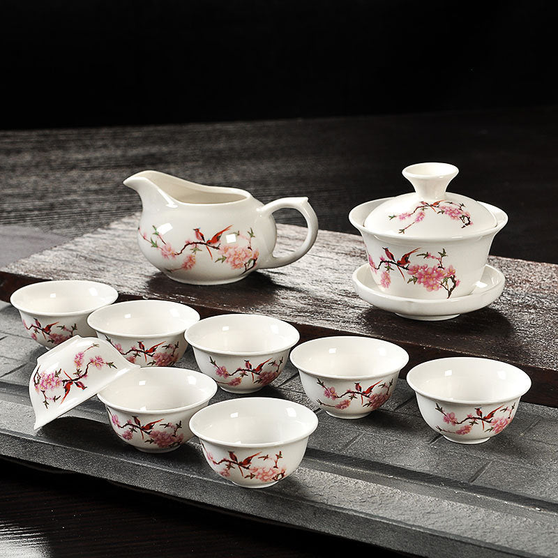 Chinese Kungfu Tea Set Porcelain Gaiwan Tureen Covered Tea Bowl Tea Cup Portable