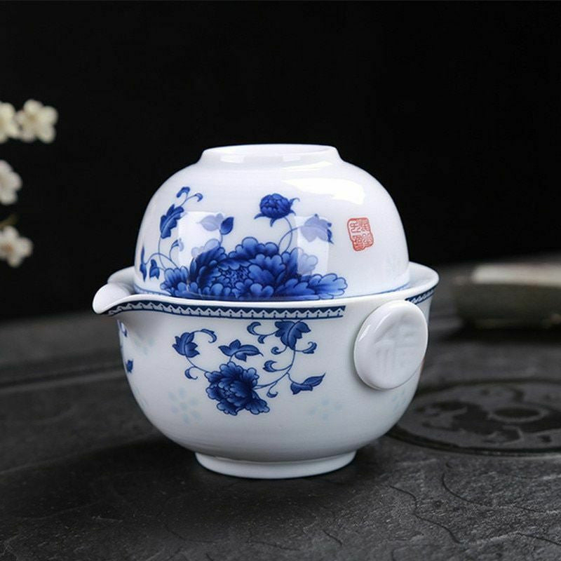 4"Chinese portable ceramic tea set Kung Fu tea cup travel tea set a pot cup