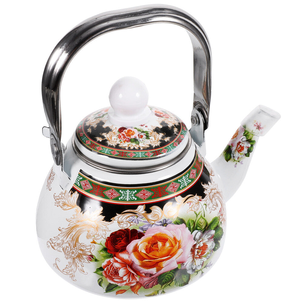 Enamel Kettle Floral Pattern Tea Kettle Stovetop Decorative Teapot Tea Kettle