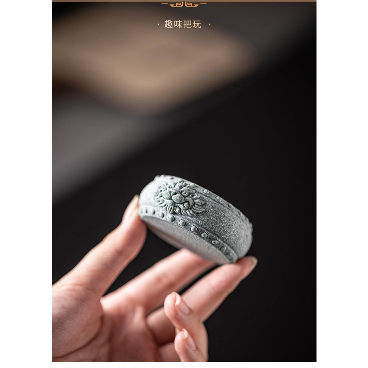 Chinese Green Teacup Mat Tea Pet 8cm 3.2in Tea Play Kung Fu Tea Table Decoration