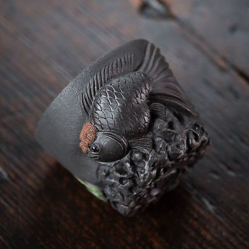 170ml Handmade Purple Sand Fish Tea Cup Tea Set Ceramic Single Cup Tea Cup