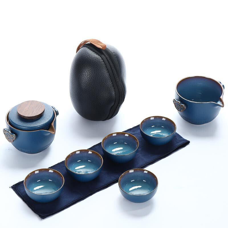 Customize Chinese Kung Fu Teaset Ceramic Portable Teapot Set Travel Gaiwan Tea