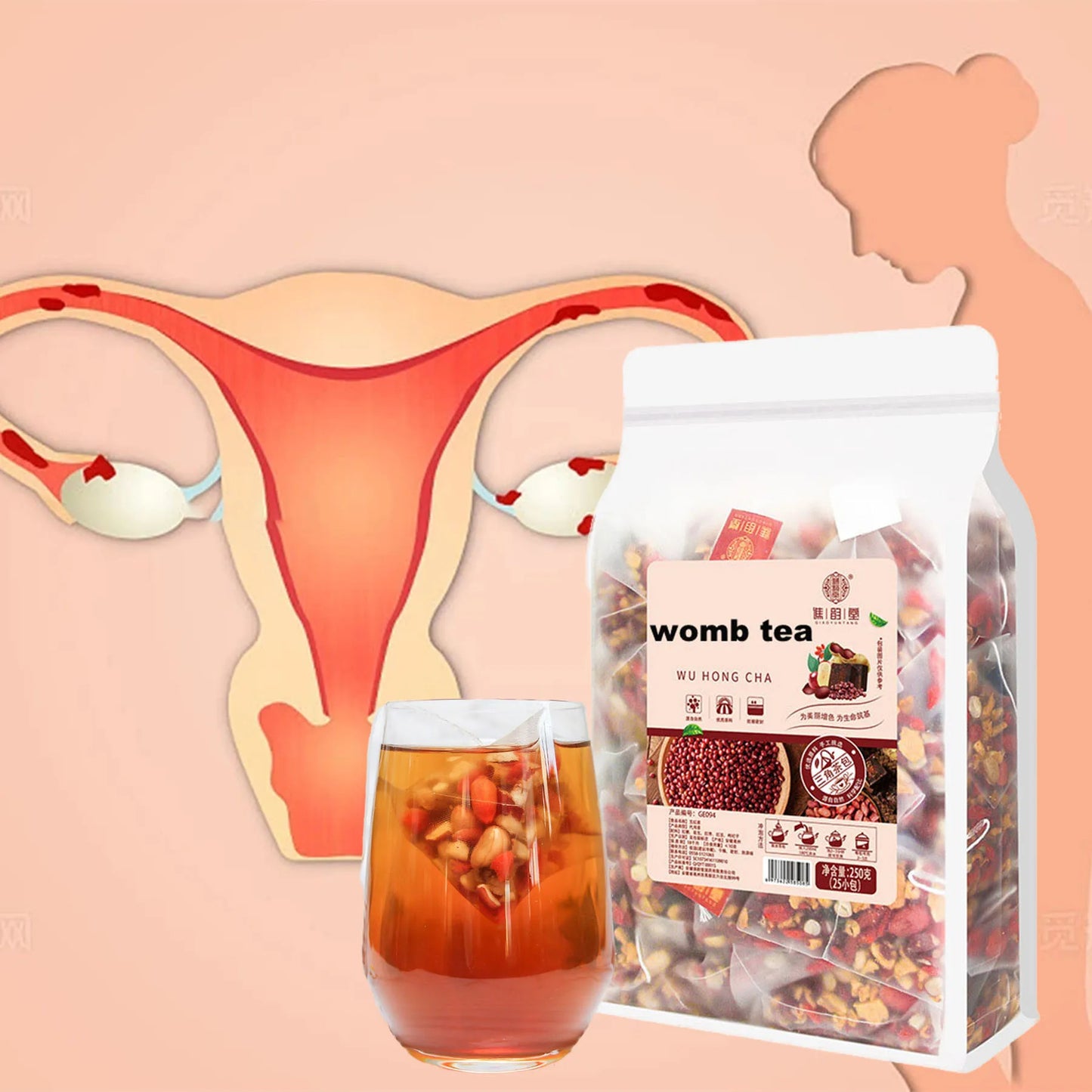 China Herbs Pcos Tea Fertility Health Womb Warm Tea Hormonal Balance Tea 250g