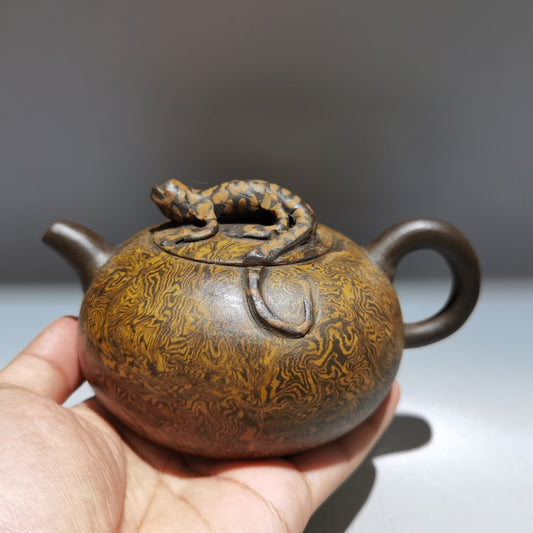 6" Chinese Yixing Zisha Clay Handmade Carved Kung Fu Tea Exquisite Teapot