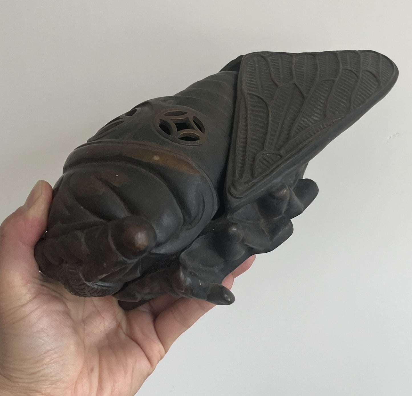 Brass Cicada Statue Incense Burner Cone Stick Burning Holder Animal Decor