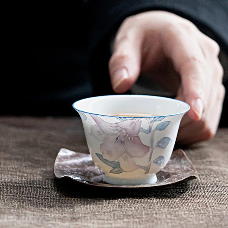 1Pc Chinese White Porcelain Tea Cup Handmade Ceramic Teacup Tea Bowl Cup Tea Set