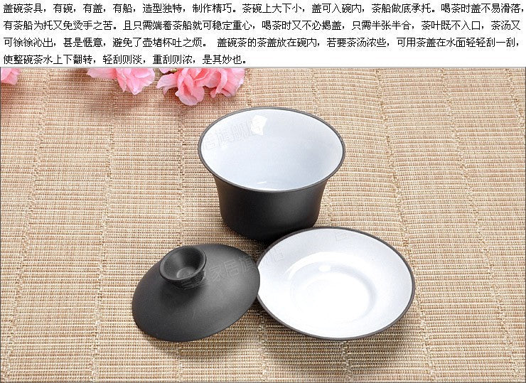 Chinese Yixing Tea Set Zisha Tea Cup with Lid Saucer Gaiwan Simple Usage for Tea