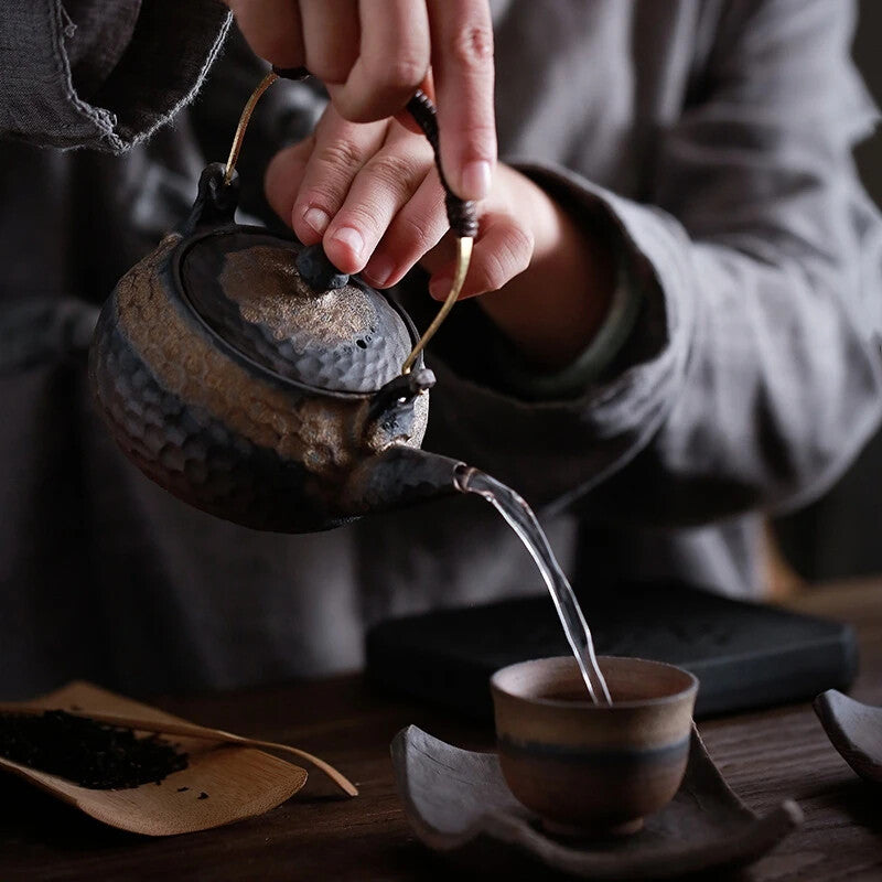 Handmade Teapot Ceramic Retro Tea Heater Candle Stand Tea Stove Kung Fu Teapot