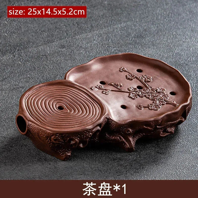 Purple Clay Tea Tray Water Storage Type Tea Sea Zisha Pot Bearing Tea Set Trays