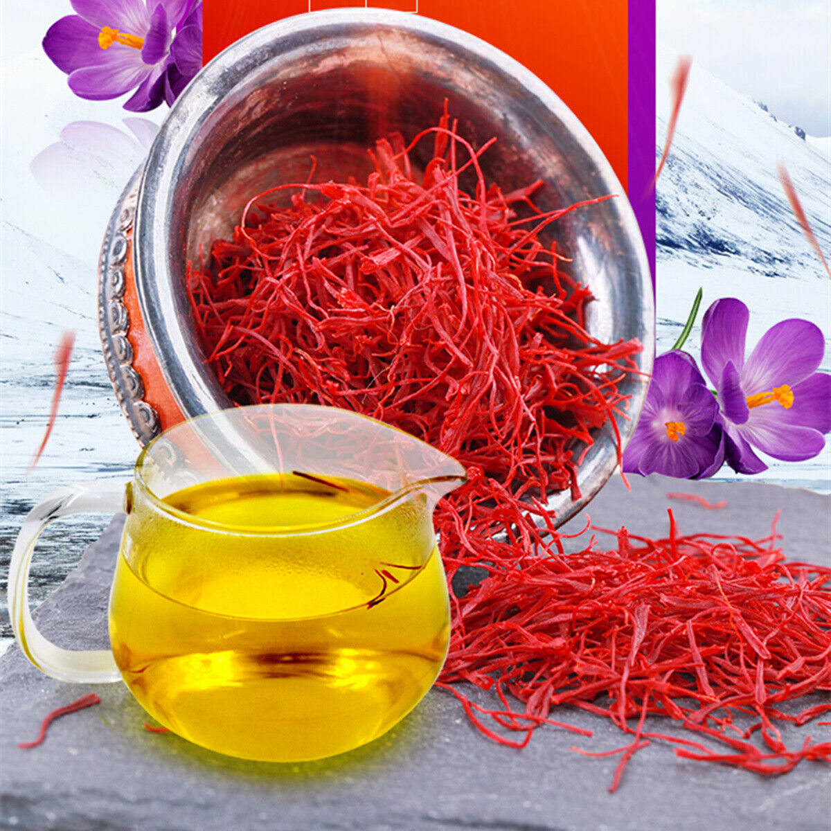 Saffron Crocus Stigma Croci Flower tea 1g to Raise Tonic Chinese Tea Herbal Tea