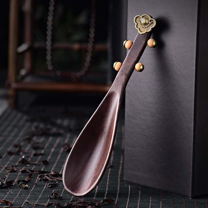 18CM Black Sandalwood Pipa Tea Spoon Tea Set Accessories Tea Shovel Tea Spoon